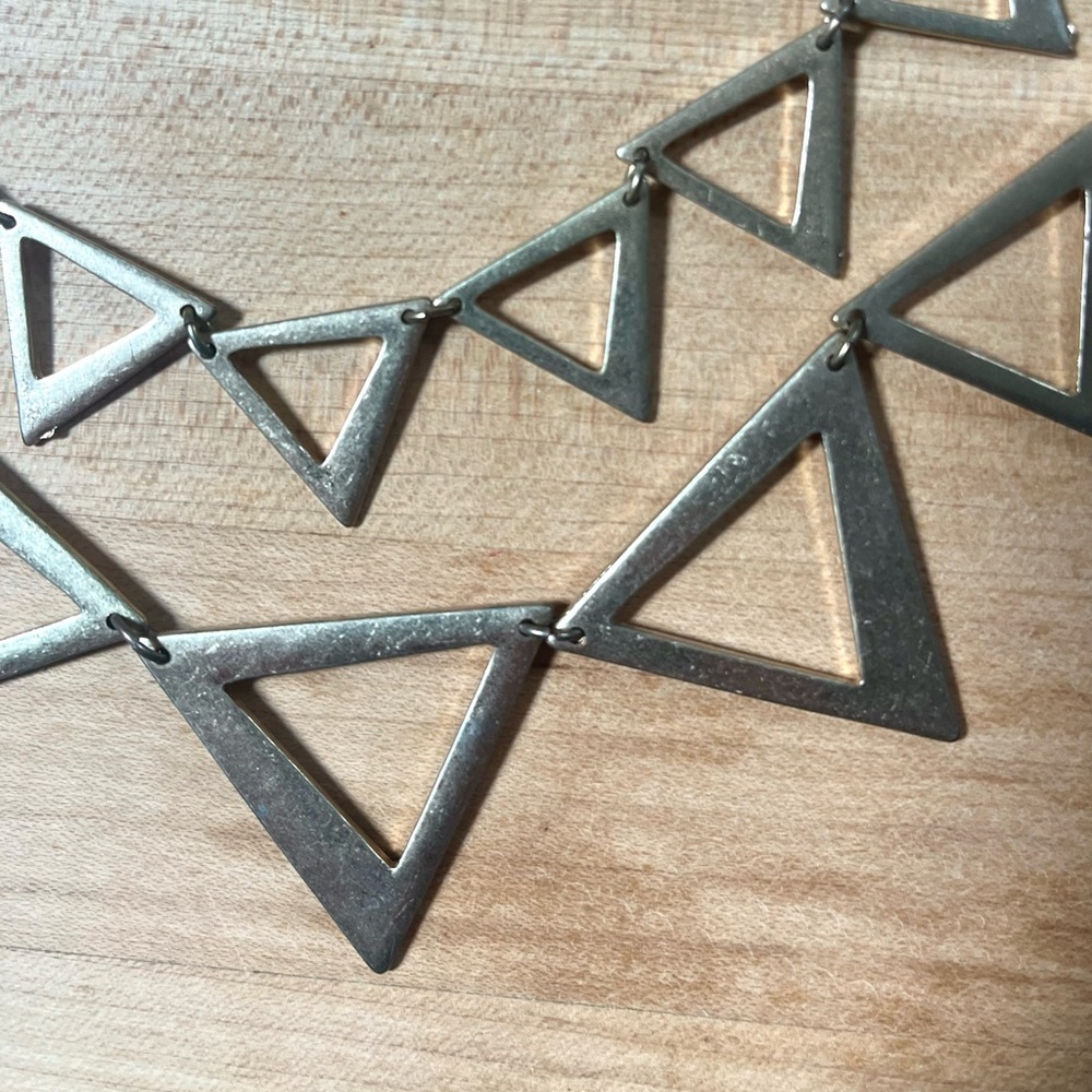 Gold Triangle Geometric Statement Necklace